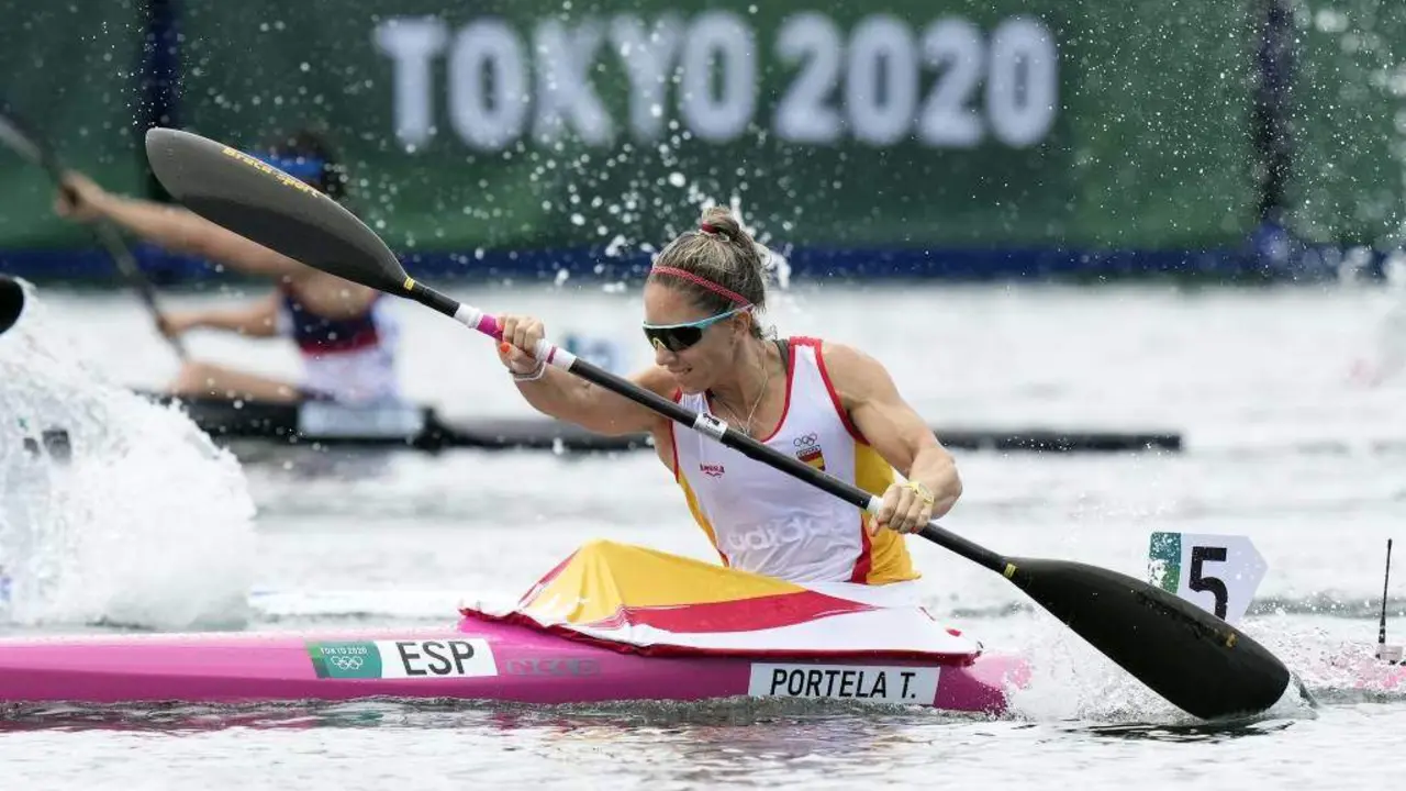 A padexeira canguesa Teresa Portela en Toquio 2020, onde foi prata no K1 200m. (Foto: COE v&iacute;a Europa Press)