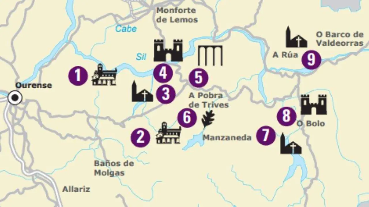 Puntos destacados do roteiro. (Mapa: N&oacute;s Diario)