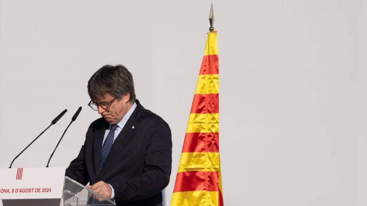 O ex president da Generalitat Carles Puigdemont, o pasado 8 de agosto, no acto no que participou en Barcelona. (Foto: David Zorrakino / Europa Press)