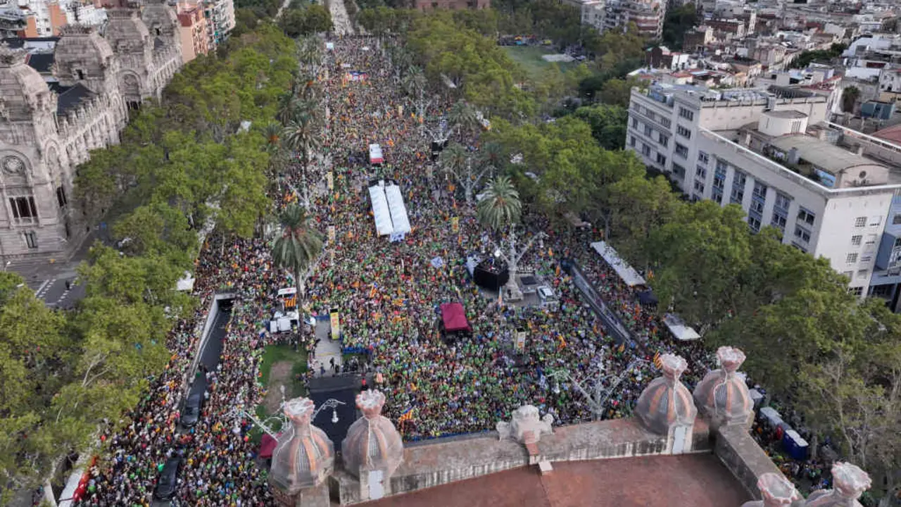 Manifestaci&oacute;n en Barcelona a cuarta feira. (Foto: ANC)