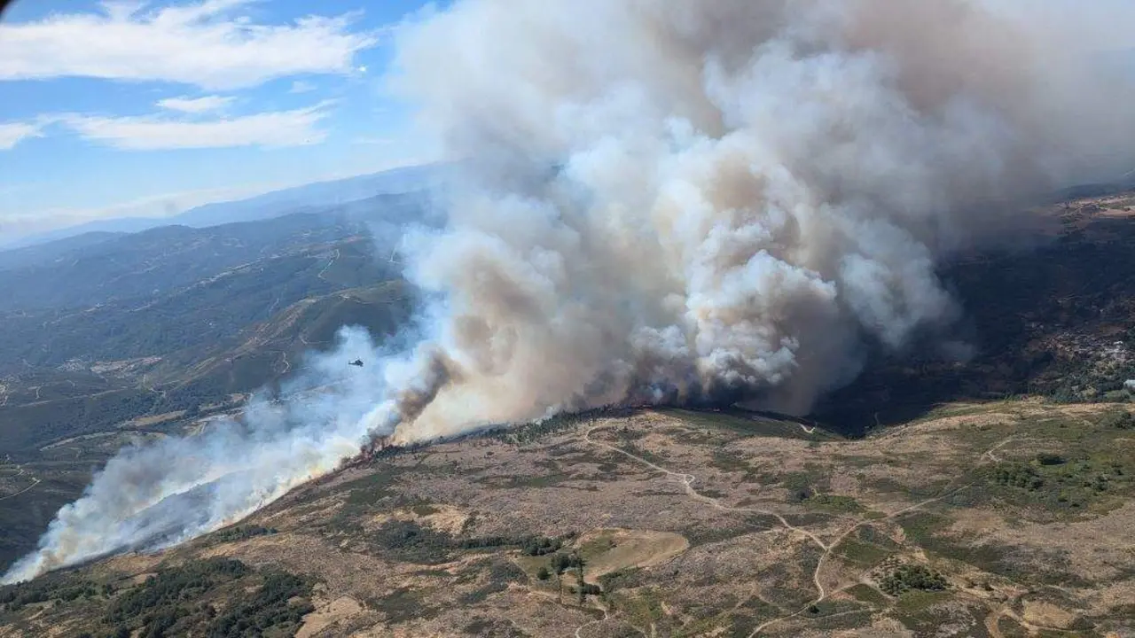 Incendio forestal rexistrado na Gudi&ntilde;a (comarca de Viana), esta segunda feira. (Foto: BRIF Tabuyo)