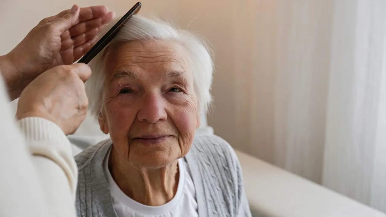 Unha muller, peiteada pola s&uacute;a coidadora. (Foto: Evrymmnt)