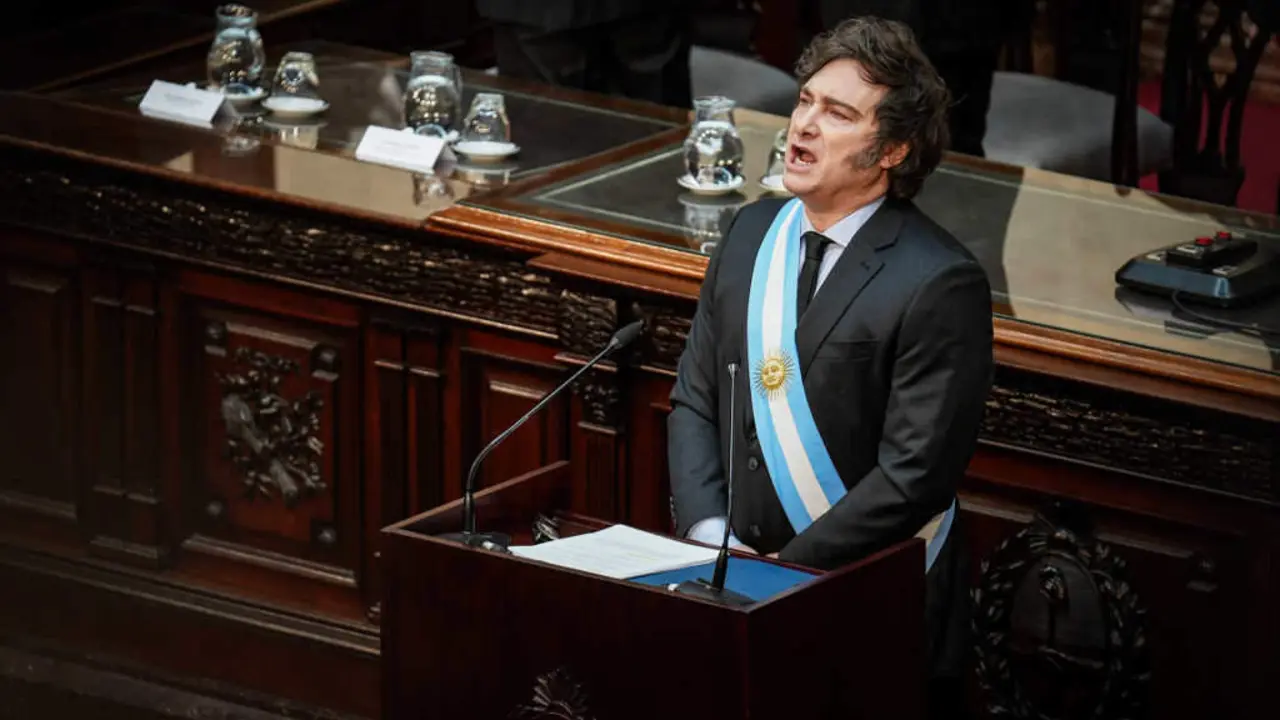 O presidente da Rep&uacute;blica Arxentina, Javier Milei. (Foto: Santiago Oroz / Europa Press / Contacto)