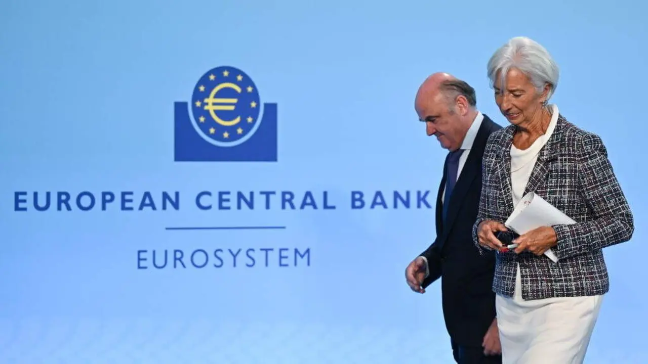 Luis de Guindos e Christine Lagarde, presidenta e vicepresidente do Banco Central Europeo. (Foto: Arne Dedert / dpa)