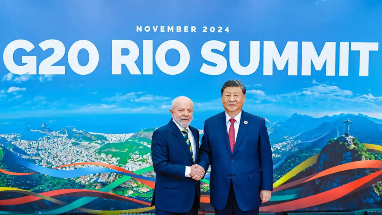 Lula da Silva e Xi Jinping, a segunda feira. (Foto: G-20)