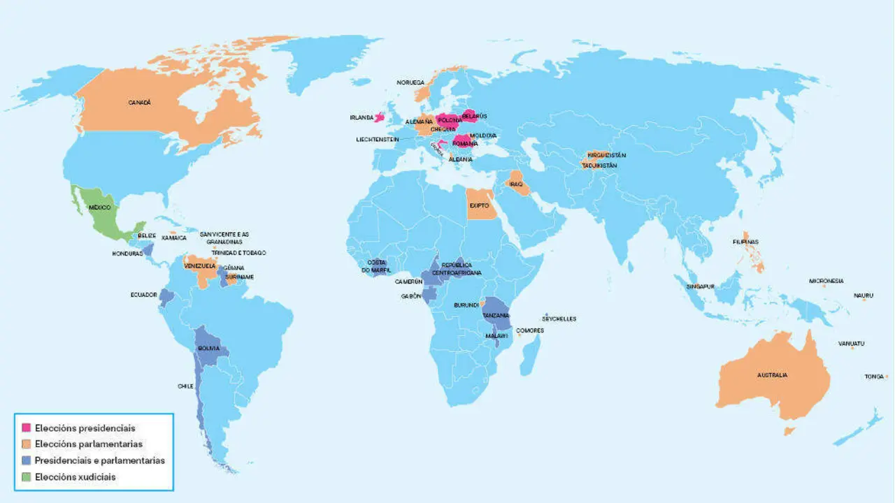 Mapa cos Estados que prev&eacute;n votar en 2025 en comicios non parciais e a nivel estatal. (Foto: N&oacute;s Diario)