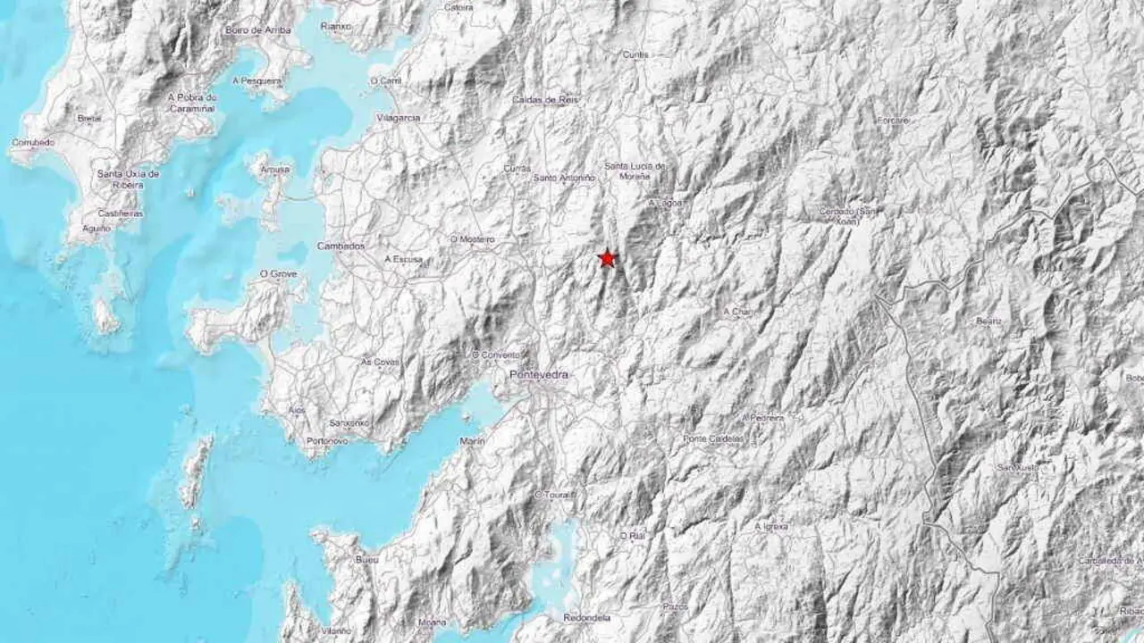 Epicentro do sismo, na comarca de Pontevedra. (Foto: IXN)