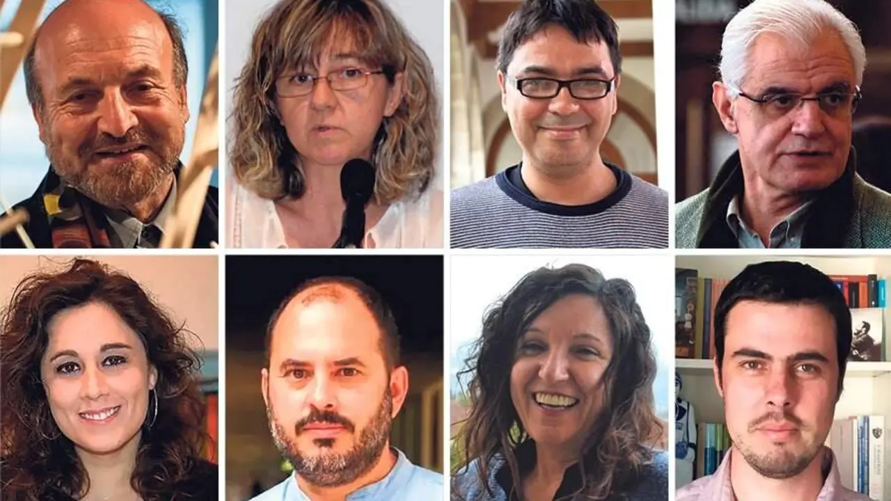 Arriba, Ces&aacute;reo S&aacute;nchez, Isabel Calvete, Marcos Nine e V&iacute;ctor F. Freixanes. Abaixo, Flora Miranda, Marcos Maceira, Sof&iacute;a Rama e Xurxo Mart&iacute;nez.