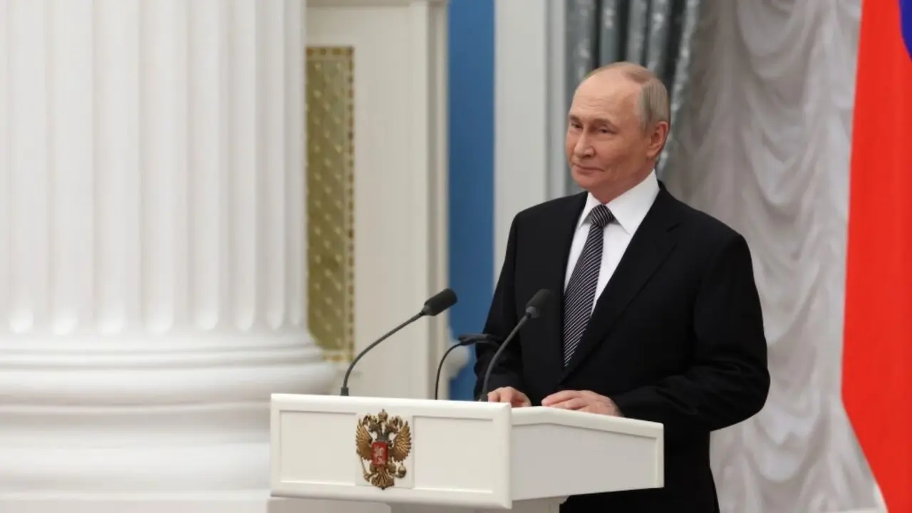 O presidente ruso, Vladimir Putin, no Gran Palacio do Kremlin o 25 de marzo de 2025 en Moscova, Rusia. (Foto: Europa Press / Contacto / Vyacheslav Prokofyev / Kremlin)