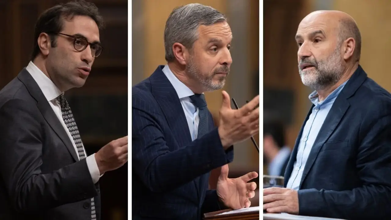 Carlos Cuerpo, Juan Bravo e N&eacute;stor Rego, esta cuarta feira, no Congreso. (Foto: Eduardo Parra / Europa Press - N&oacute;s Diario)