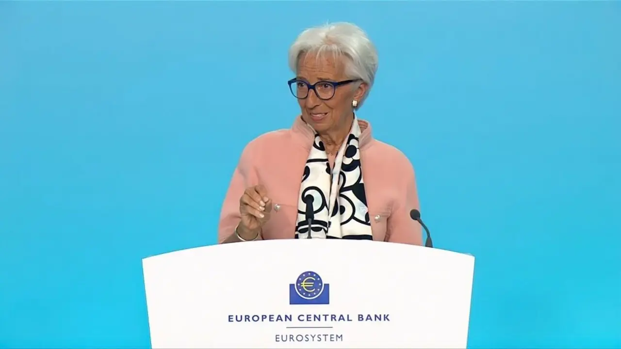 A presidenta do Banco Central Europeo, Christine Lagarde, compareceu esta quinta feira ante os medios tras a reuni&oacute;n do organismo. (Foto: BCE)