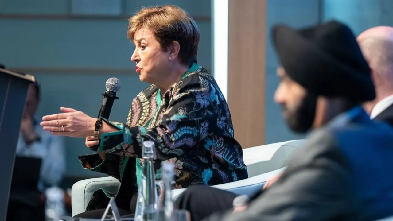 Kristalina Georgieva, directora do FMI, na reuni&oacute;n de primavera que decorre esta semana. (Foto: FMI)
