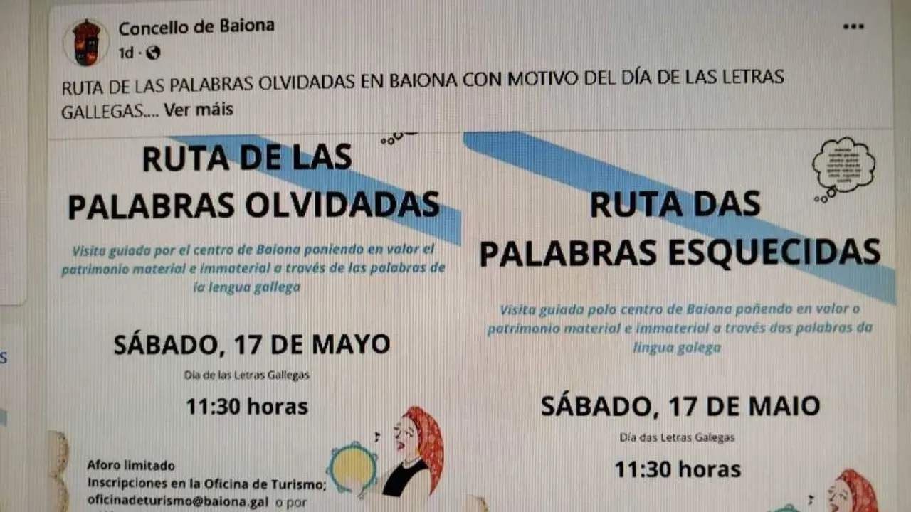 Publicaci&oacute;n do Concello de Baiona en redes sociais.