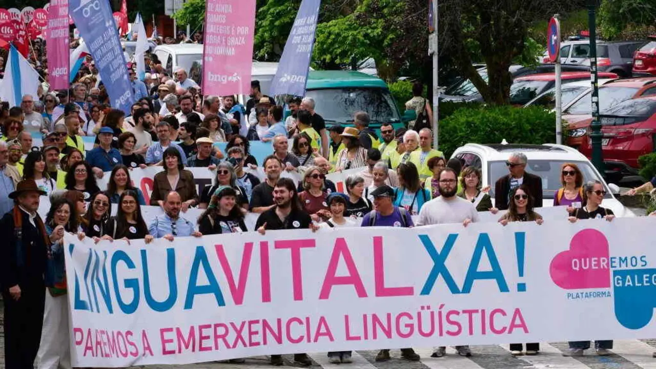 Mobilizaci&oacute;n polo galego do pasado 17 de maio, que reuniu en Compostela 40.000 persoas. (Foto: Arxina)