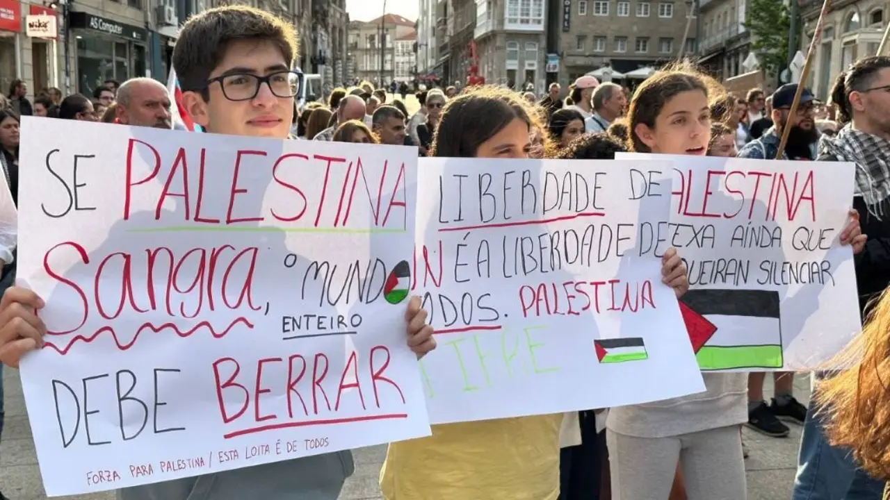 Mobilizaci&oacute;n de apoio a Palestina o pasado 2 de xu&ntilde;o en Vigo. (Foto: A.R.B.)