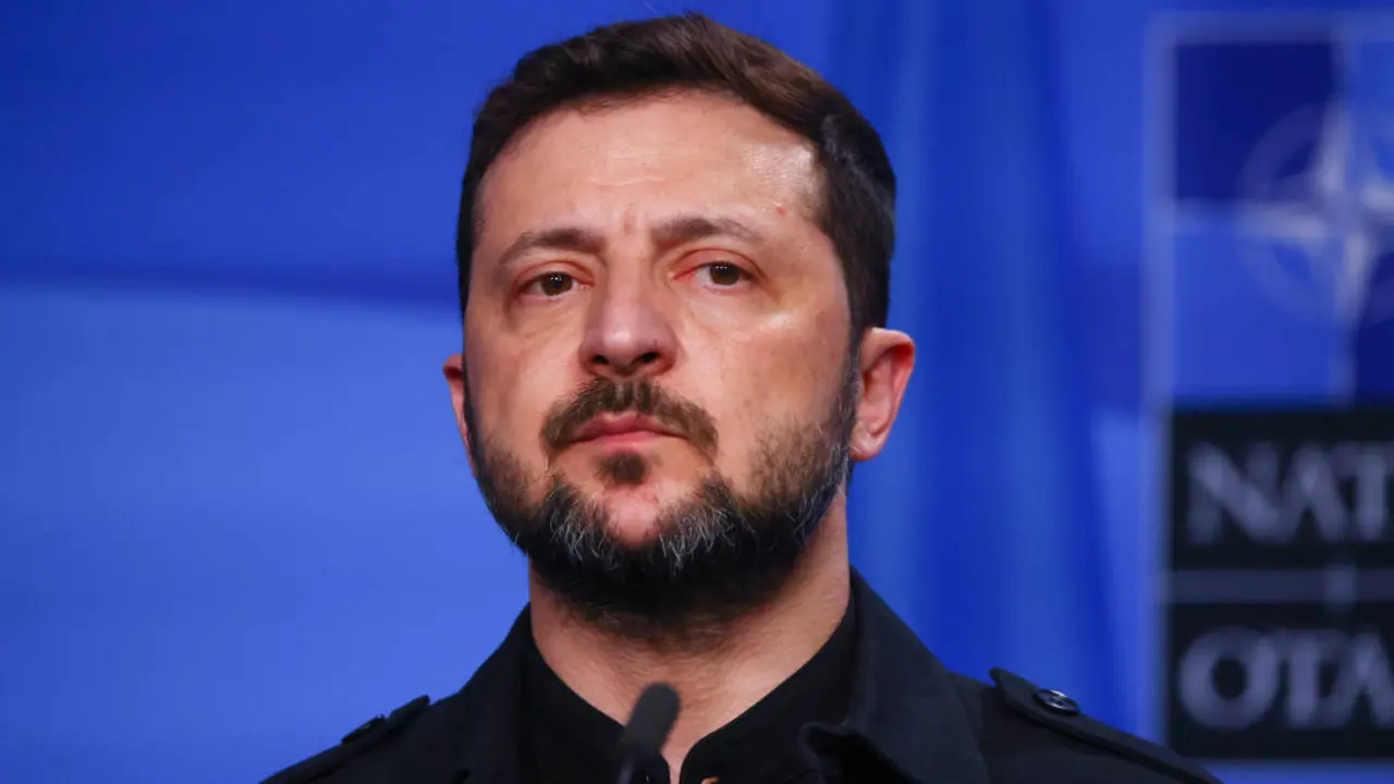 Volodimir Zelenski, presidente de Ucra&iacute;na, o 24 de xu&ntilde;o de 2025 na Haia (Pa&iacute;ses Baixos), durante a cimeira anual da OTAN. (Foto: Beata Zawrzel / Europa Press / Contacto)