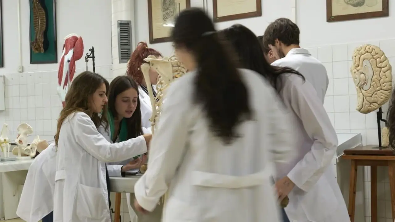 Estudantes da Facultade de Medicina da USC, en Compostela. (Foto: USC)