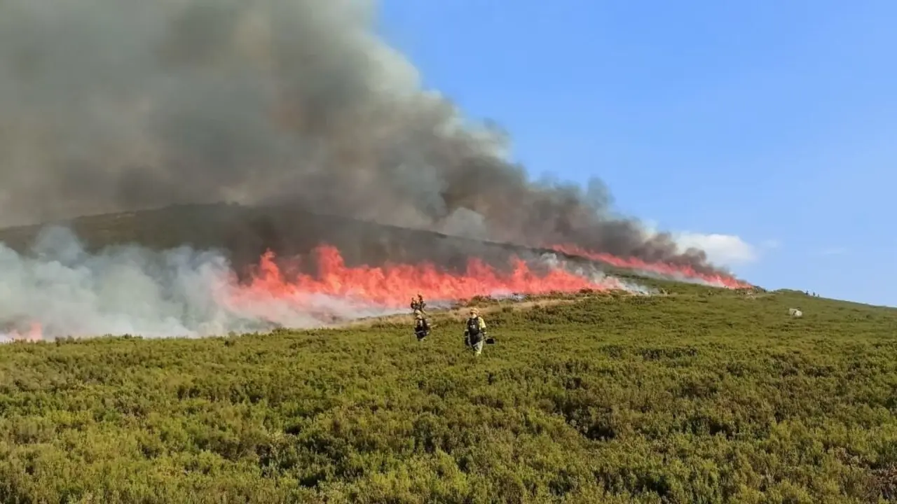 Integrantes da BRIF-Laza traballando na extinci&oacute;n dun incendio en Carballeda de Valdeorras. (Foto: @Briflaza)