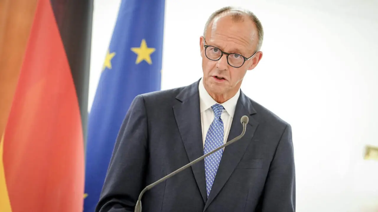 Friedrich Merz, chanceler alem&aacute;n, o 27 de agosto de 2025 en Moldova. (Foto: Kay Nietfeld / DPA v&iacute;a Europa Press)
