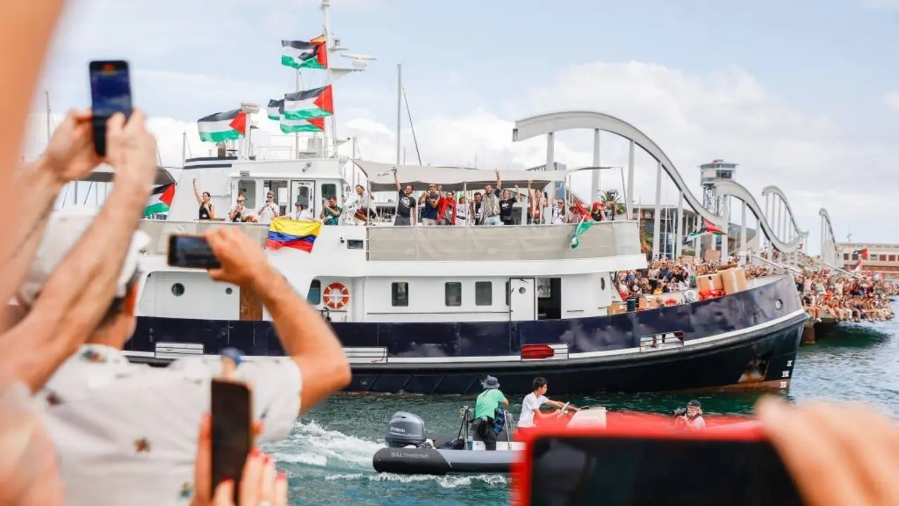 A Global Sumud Flotilla, o domingo 31 de agosto en Barcelona. (Foto: Kike Rinc&oacute;n / Europa Press)