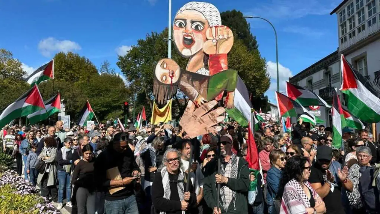 Mobilizaci&oacute;n pro palestina este 5 de outubro en Compostela. (Foto: N&oacute;s Diario)