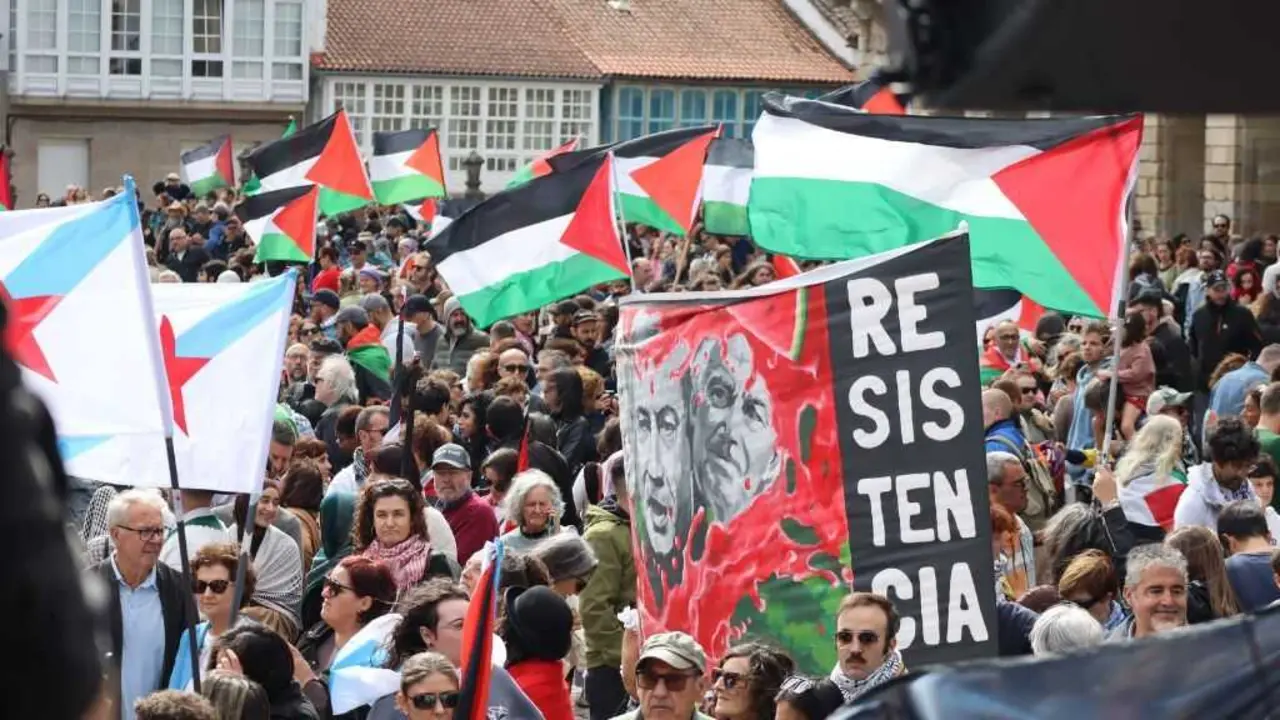 Mobilizaci&oacute;n pro palestina o 5 de outubro en Compostela. (Foto: N&oacute;s Diario)