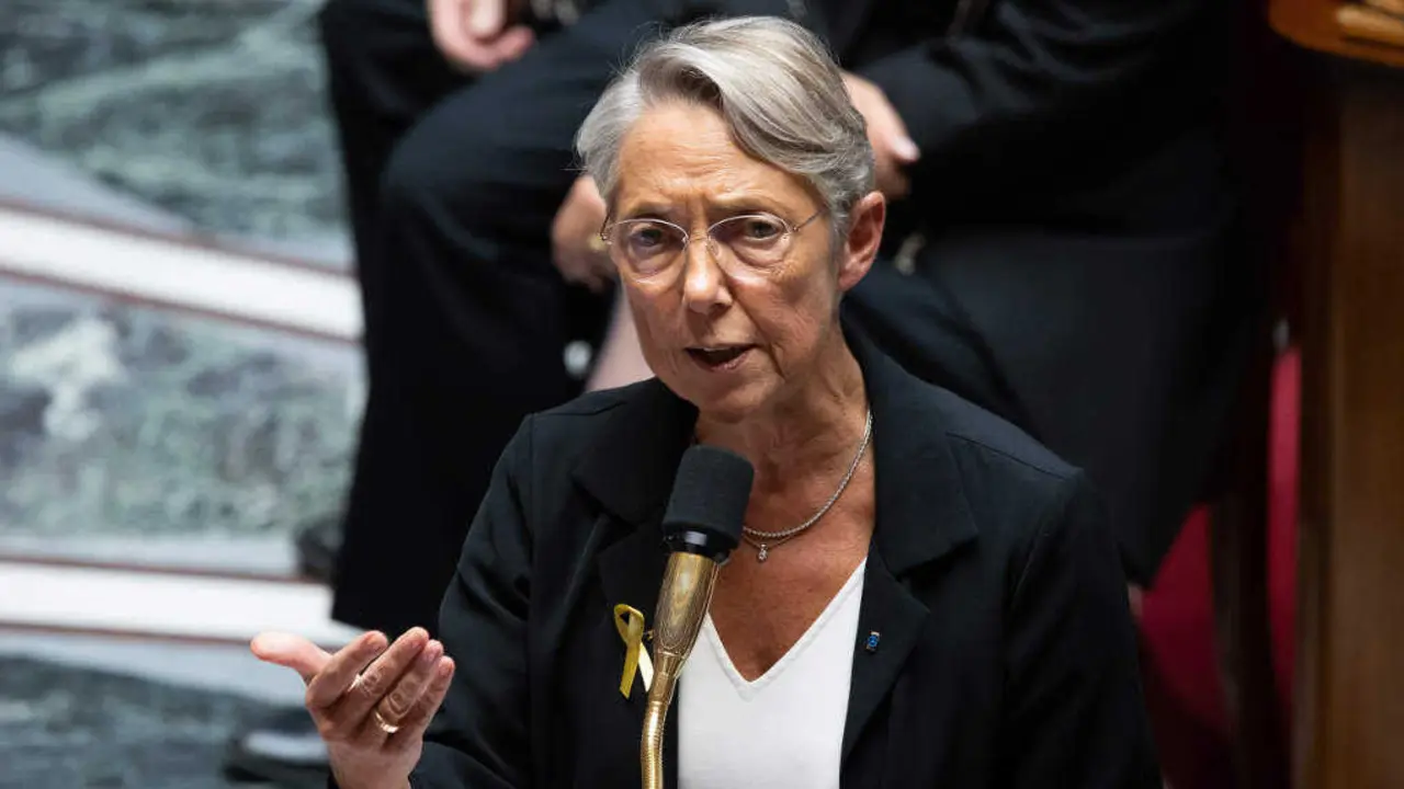 A primeira ministra de Francia entre maio de 2022 e xaneiro de 2024, Elisabeth Borne, o 26 de setembro de 2023 na Asemblea Nacional. (Foto: Alexis Sciard / Europa Press / Contacto)