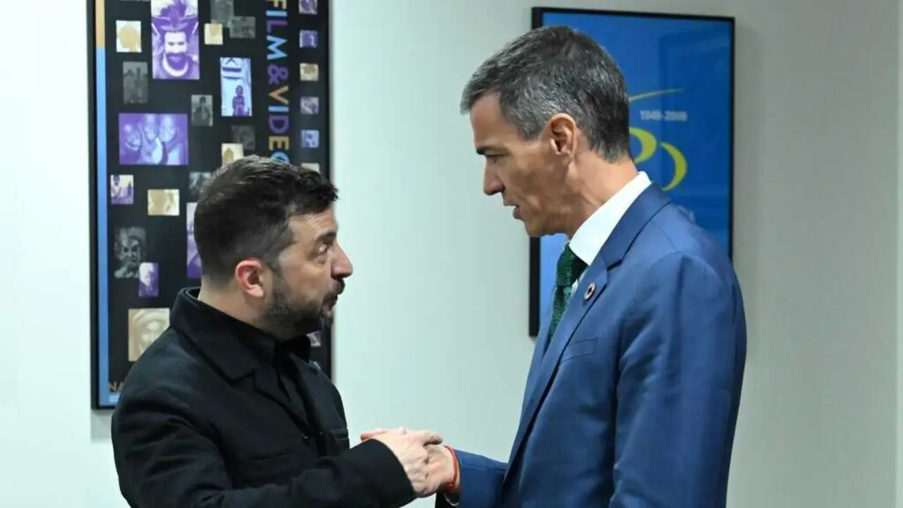 Volodimir Zelenski e Pedro S&aacute;nchez o 24 de setembro. (Foto: Pool Moncloa / Borja Puig de la Bellacasa)
