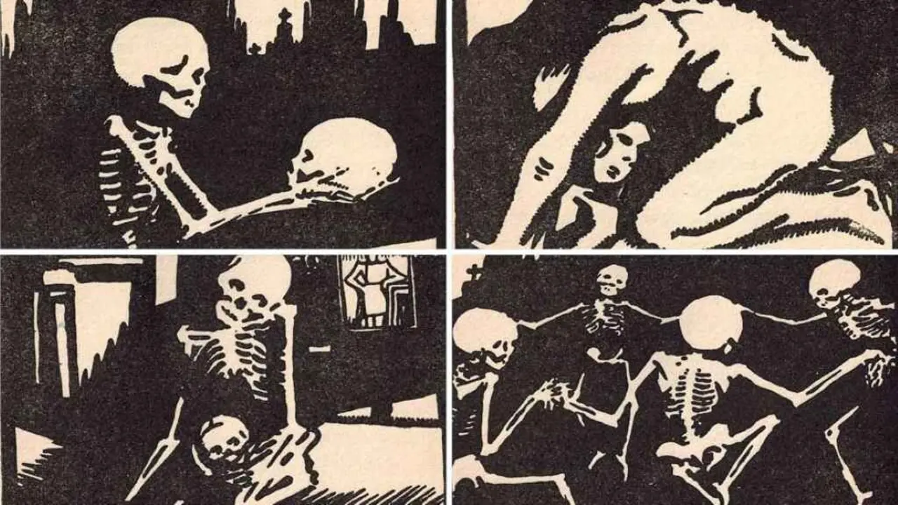 Ilustraci&oacute;ns de Castelao no seu relato 'Un ollo de vidro. Memorias dun esquelete'. (Foto: Federaci&oacute;n Galiza Cultura / Real Academia Galega)