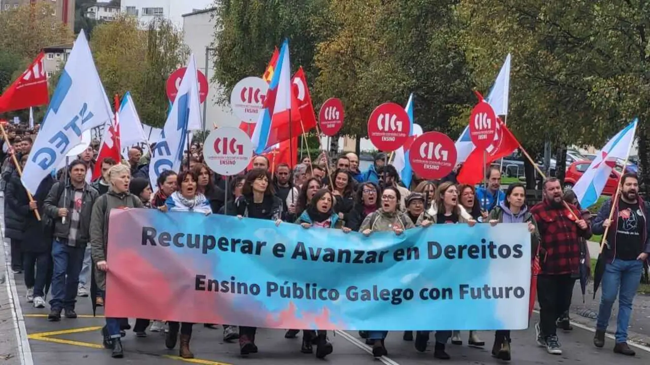 Mobilizaci&oacute;n de profesorado, este 29 de outubro na Coru&ntilde;a. (Foto: Cedida)