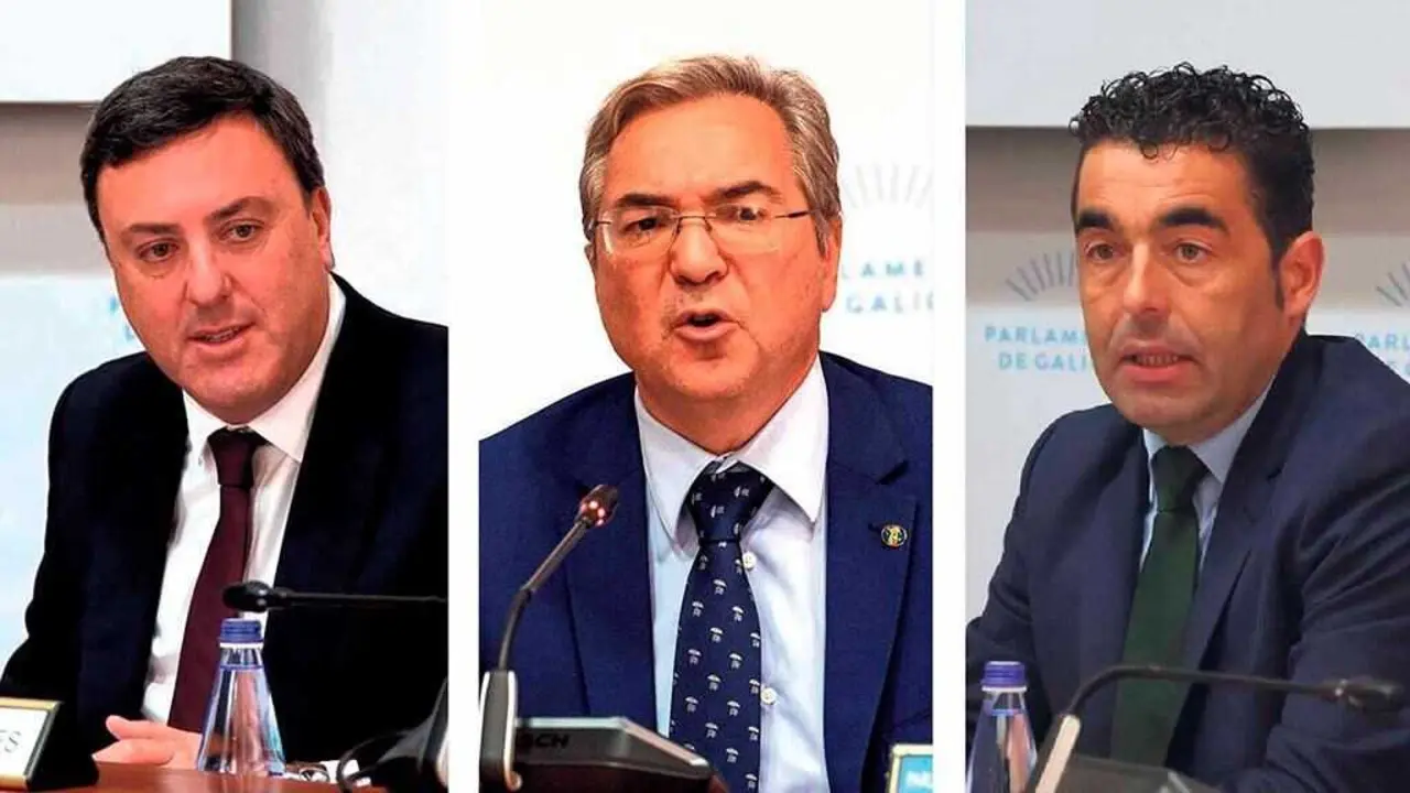 Valent&iacute;n Gonz&aacute;lez Formoso, Lu&iacute;s Menor e Lu&iacute;s L&oacute;pez compareceron esta segunda feira 3 de novembro no Parlamento da Galiza. (Foto: Deputaci&oacute;n da Coru&ntilde;a / Alberte Paz / Deputaci&oacute;n de Pontevedra)