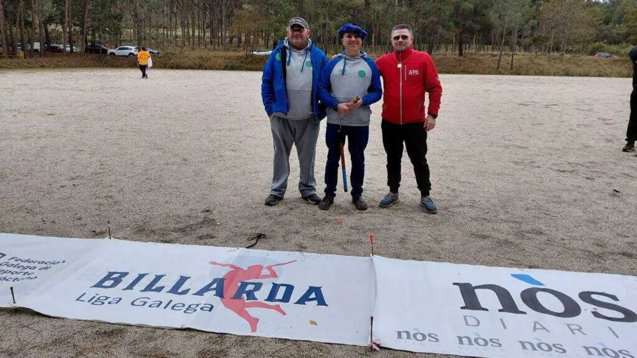 Alberto Riveiro, Xulio Ponte e Edu Garc&iacute;a. (Foto: Liga Galega de Billarda)