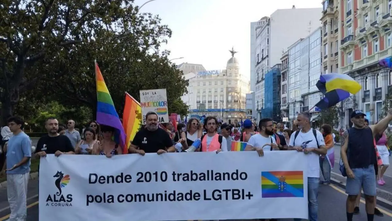 Comitiva da asociaci&oacute;n ALAS A Coru&ntilde;a na manifestaci&oacute;n do Orgulo LGBT. (Foto: ALAS A Coru&ntilde;a)