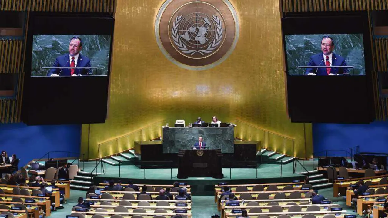 O ministro de Exteriores venezolano, Yv&aacute;n Gil, intervindo na ONU. (Foto: Europa Press / Contacto / Li Rui-Arquivo)
