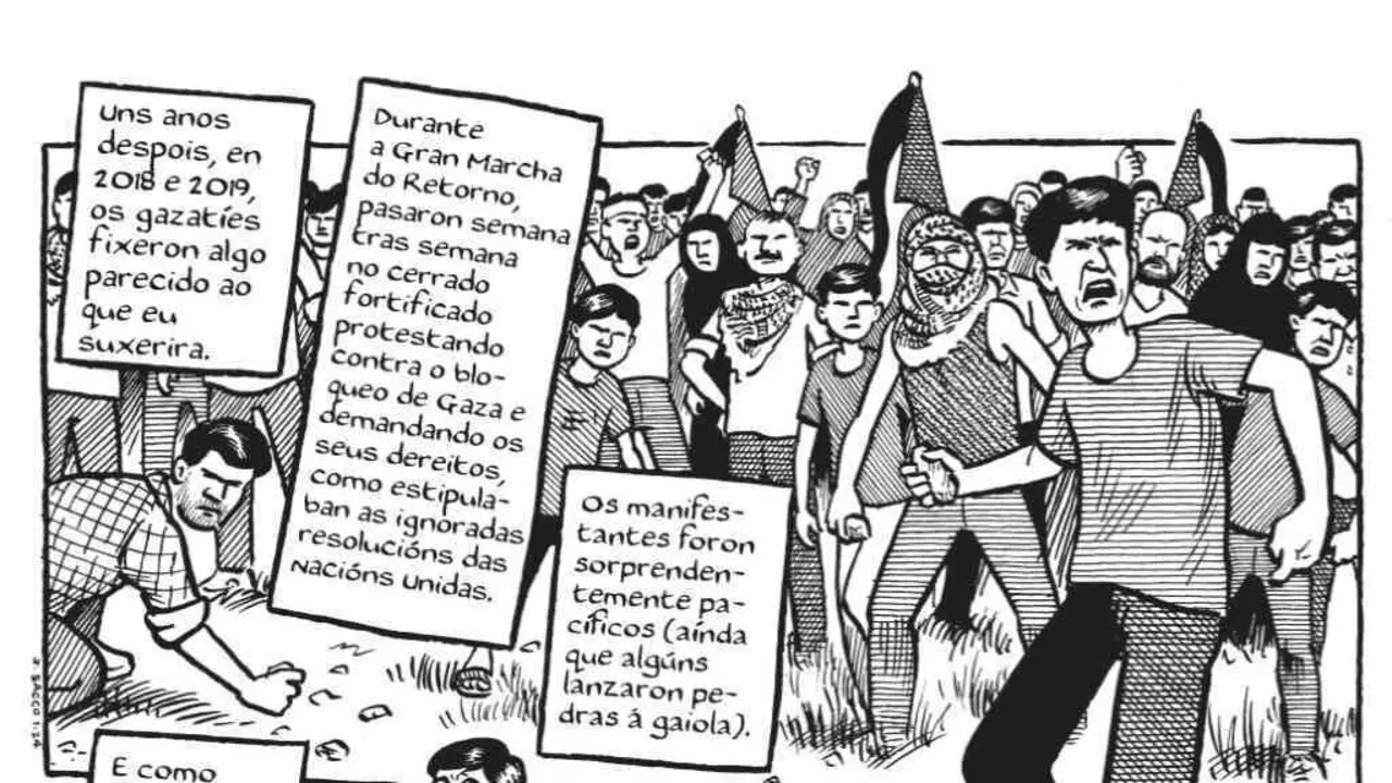 Detalles de 'Guerra en Gaza', de Joe Sacco.