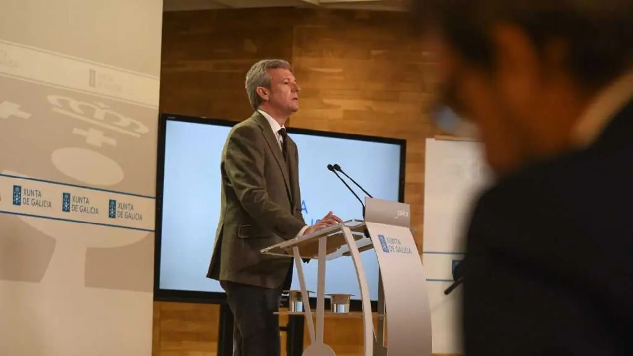 O presidente da Xunta da Galiza, Alfonso Rueda, esta segunda feira. (Foto: Arxina)