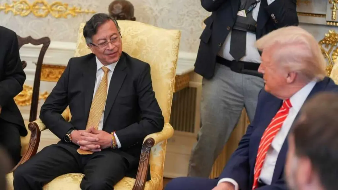 Gustavo Petro e Donald Trump, a pasada terza feira 3 de febreiro na Casa Branca. (Foto: Goberno de Colombia)
