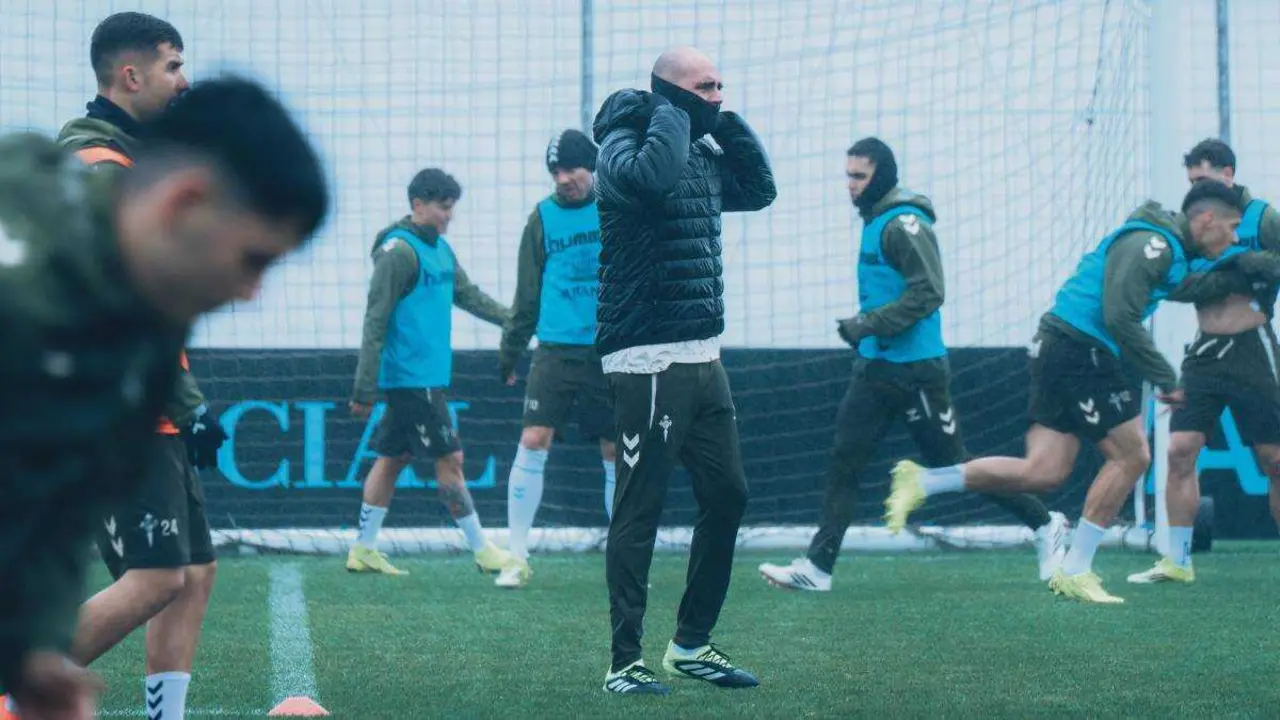 Adestramento do Celta na Cidade Deportiva Afouteza, en Mos, este 10 de febreiro. (Foto: RC Celta)