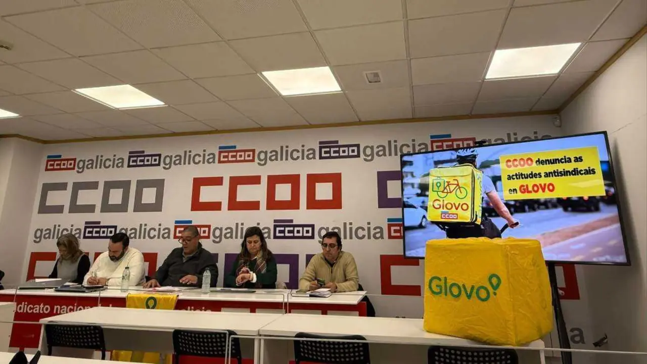 CC.OO. Denuncia represi&oacute;n sindical en Glovo. (Foto: Europa Press)