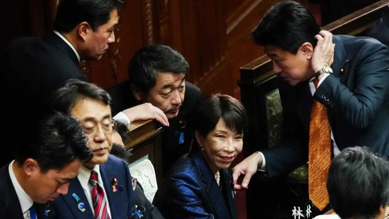 A primeira ministra do Xap&oacute;n, Sanae Takaichi, esta cuarta feira 18 de febreiro na investidura. (Foto: Europa Press / Contacto / Jia Haocheng)