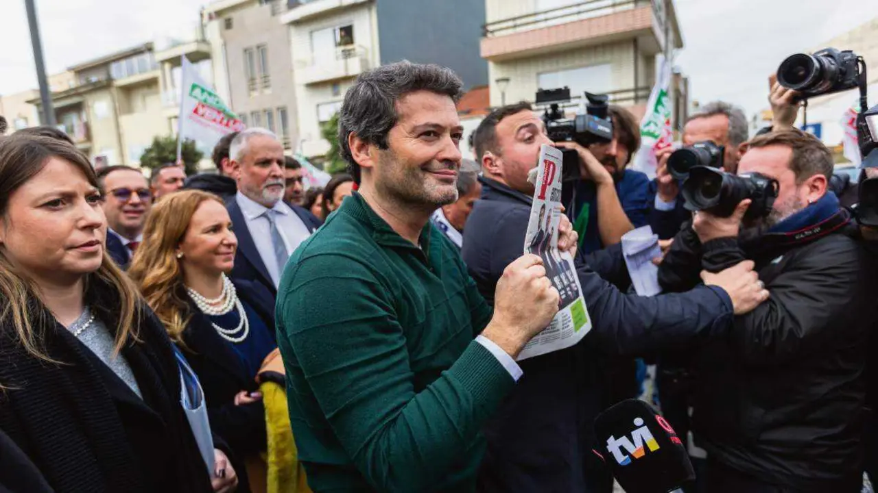 O candidato &aacute; Presidencia de Portugal do ultradereitista Chega, Andr&eacute; Ventura, o pasado 14 de xaneiro en Vila do Conde, durante a campa&ntilde;a. (Foto: Europa Press / Contacto / Diogo Baptista)