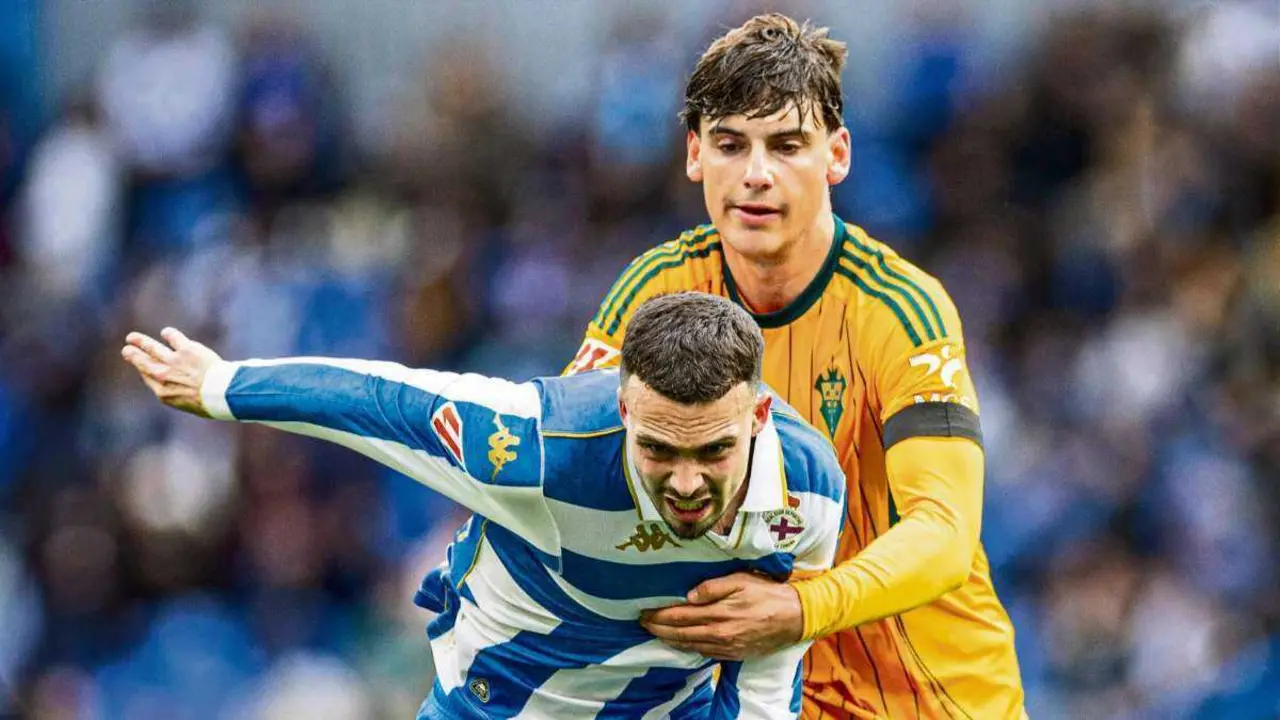 David Mella e Javier Villar no &uacute;ltimo partido en Riazor. (Foto: RC Deportivo)