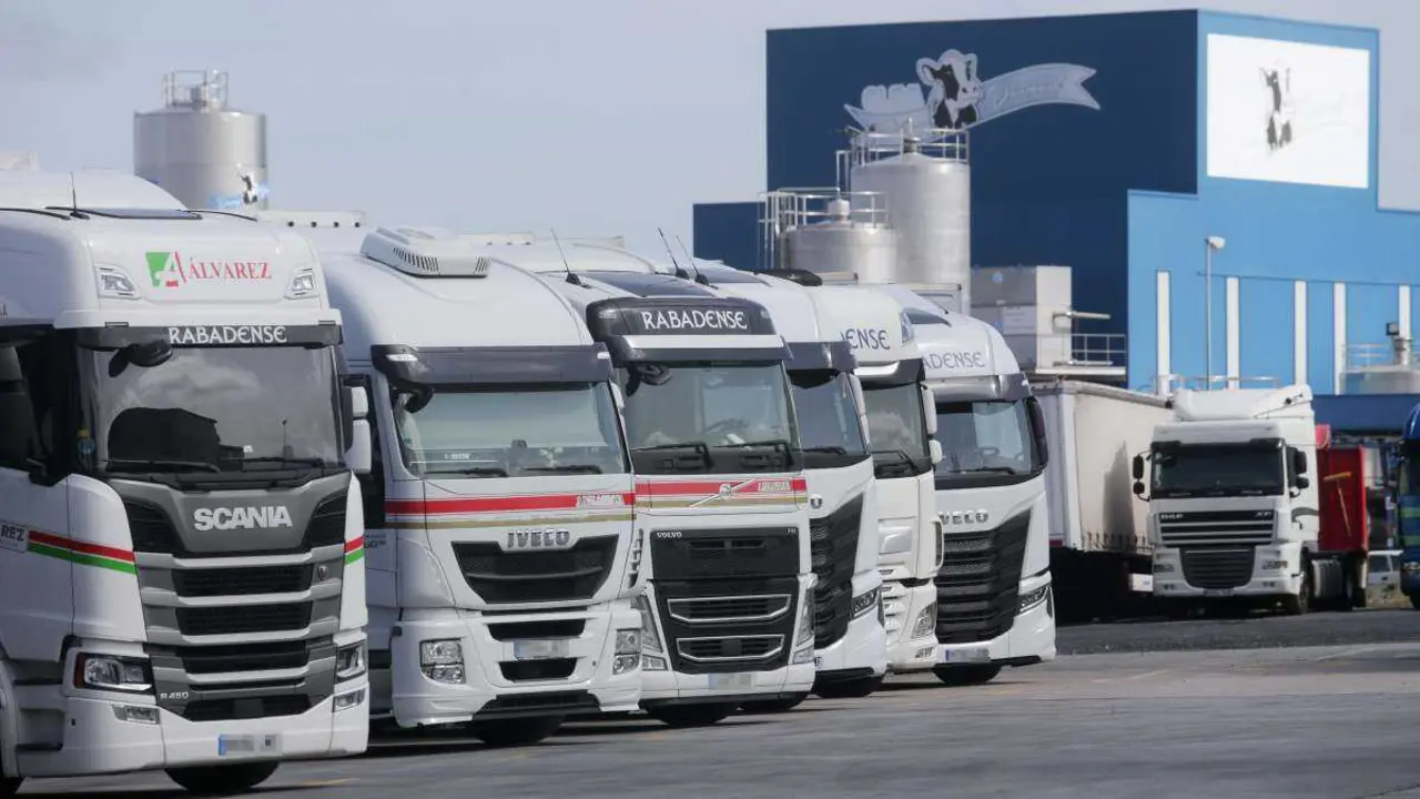 Cami&oacute;ns dunha empresa de transporte e lox&iacute;stica. (Foto: Carlos Castro / Europa Press)