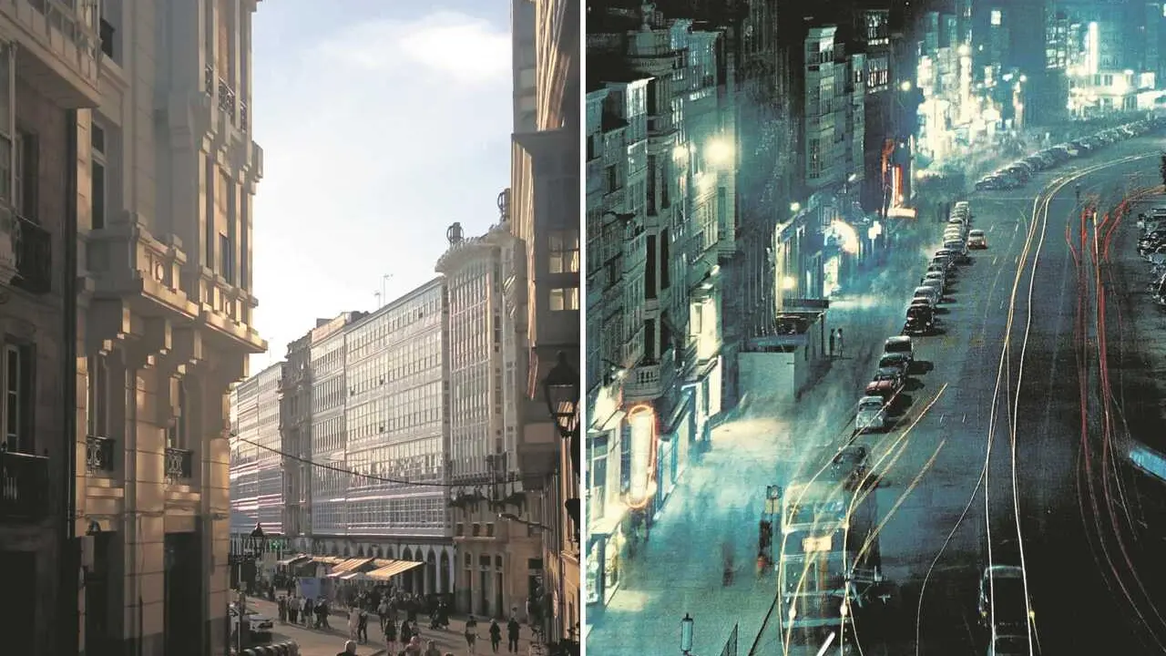 A urbanidade entre as arquitecturas da cidade e o fondo urbano mais al&aacute; do edificio obxecto. (Foto: L.A. - Ed. Arribas)