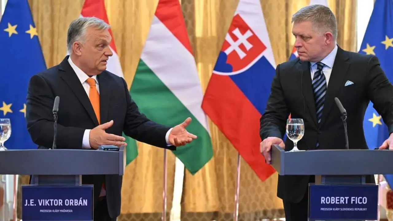 Viktor Orb&aacute;n e Robert Fico. (Foto: &Aacute;lek V&aacute;clav / CTK / DPA)