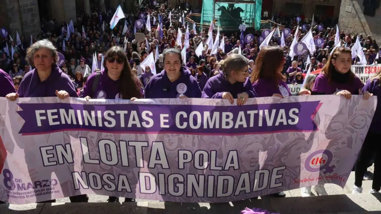 Mobilizaci&oacute;n do 8-M en Compostela este 2026. (Foto: N&oacute;s Diario)