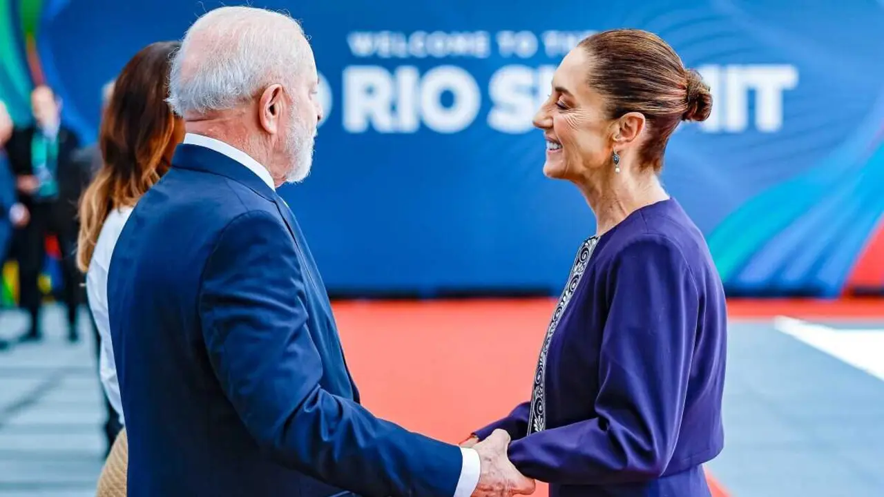 O presidente do Brasil, Luiz In&aacute;cio Lula da Silva, e a de M&eacute;xico, Claudia Sheinbaum. (Foto: Ricardo Stuckert / G20 / DPA)