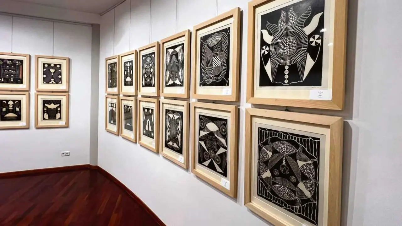 Unha vista da exposici&oacute;n da obra gr&aacute;fica de Lodeiro no Museo de Ribeira. (Foto: N&oacute;s Diario)