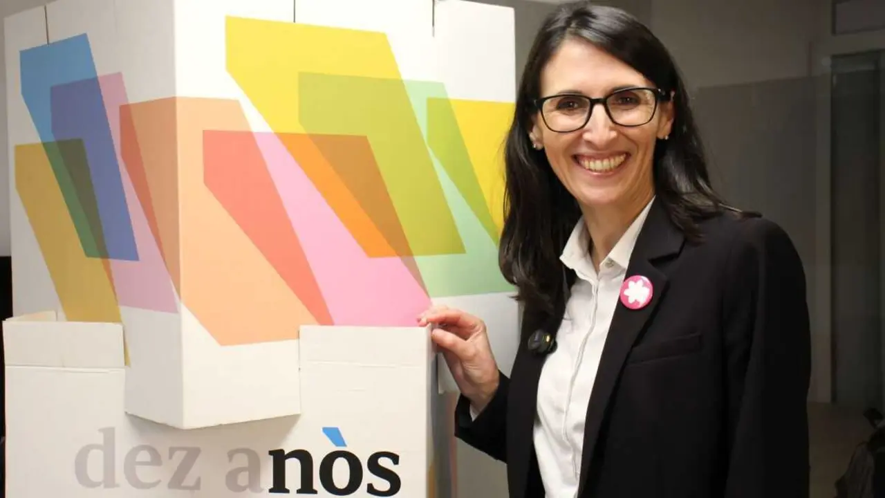 A reitora electa da USC, Rosa Crujeiras, na redacci&oacute;n de N&oacute;s Diario, este 13 de marzo. (Foto: Ana Loureiro)