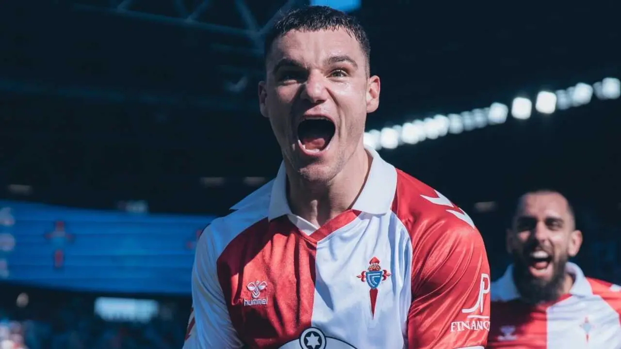 Jutgl&aacute; celebrando o seu primeiro tanto da tarde. (Foto: RC Celta)